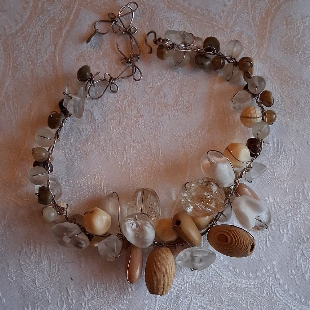 Abra clear, white, beige Statement Choker or necklace